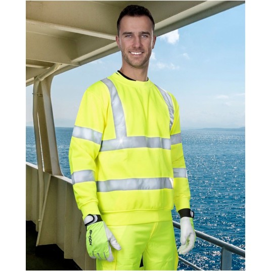 Bluza z pasami odblaskowymi REF301 HI-VIZ - zółty
