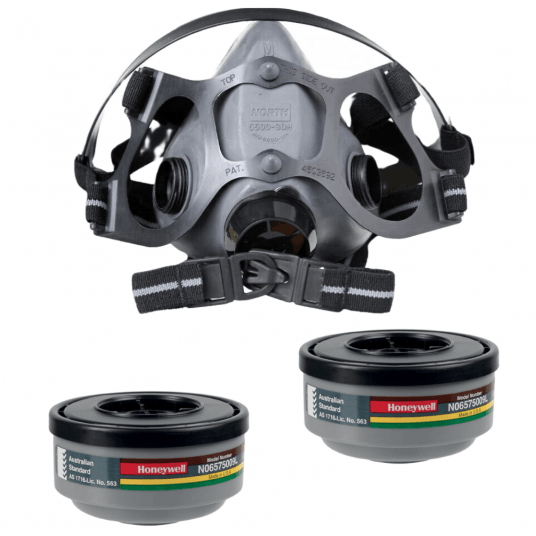 Komplet - półmaska Honeywell North N5500 - M + pochłaniacz N06575009L ABEK1 (2szt.)