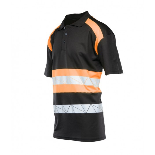 Koszulka polo SEVEN KINGS ECO RIVAL - czarny-pomarańczowy