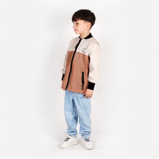 Kurtka bomber PROS SPORTS model 717 dziecięca - beżowo-czekoladowy