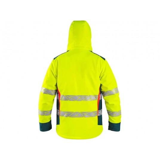 Kurtka ostrzegawcza softshell CXS BEDFORD WINTER zimowa męska - żółto-petrol