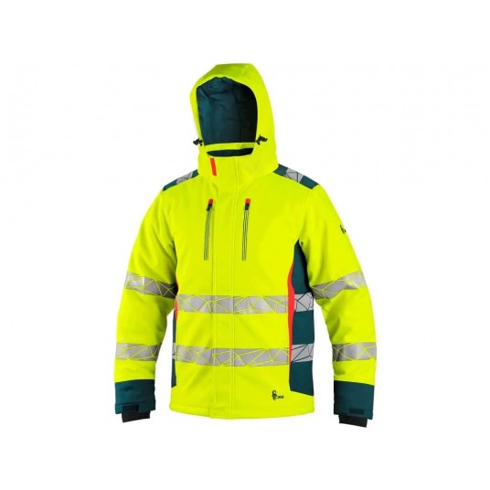 Kurtka ostrzegawcza softshell CXS BEDFORD WINTER zimowa męska - żółto-petrol