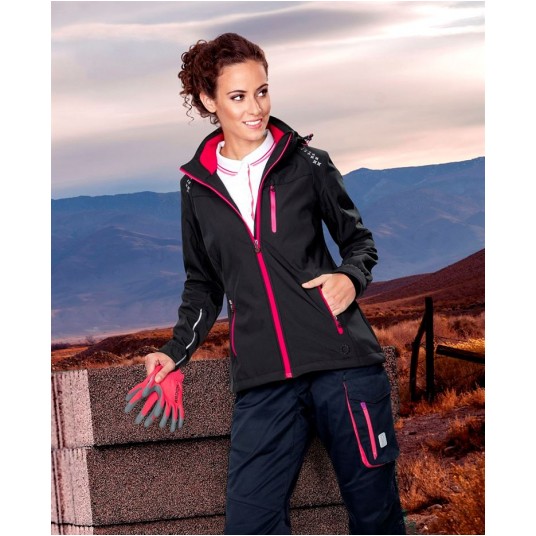 Kurtka softshell FLORET damska - czarno-różowy