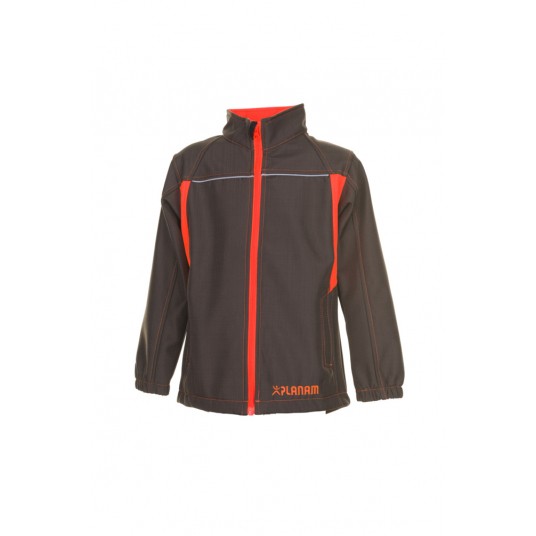 Kurtka softshell PLANAM Basalt Neon dziecięce - oliwkowy/pomarańczowy
