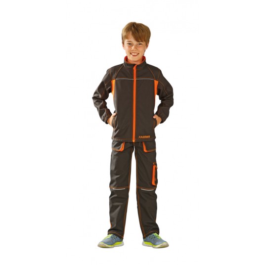 Kurtka softshell PLANAM Basalt Neon dziecięce - oliwkowy/pomarańczowy