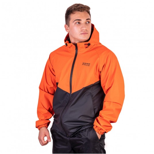 Kurtka wodoodporna 20000mm PROS SPORT model 726 - czarno-pomarańczowy