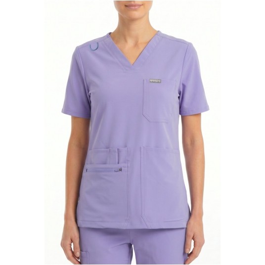 MYNTS V-Neck Pocket Genius – Scrub Top Women WMT001 Lavender -zdjęcie numer 2