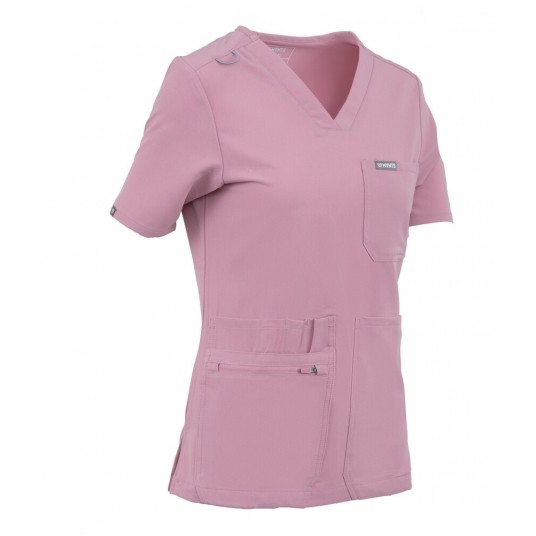 MYNTS V-Neck Pocket Genius – Scrub Top Women WMT001 Rose Water -zdjęcie numer 5