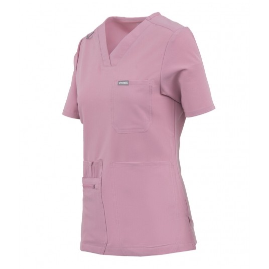 MYNTS V-Neck Pocket Genius – Scrub Top Women WMT001 Rose Water -zdjęcie numer 4
