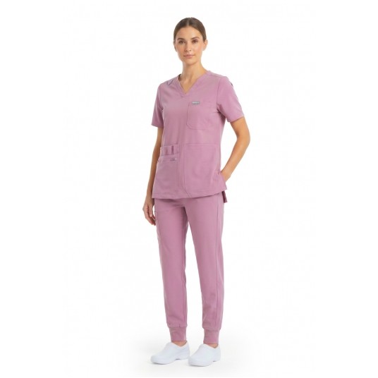 MYNTS V-Neck Pocket Genius – Scrub Top Women WMT001 Rose Water -zdjęcie numer 3