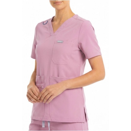 MYNTS V-Neck Pocket Genius – Scrub Top Women WMT001 Rose Water -zdjęcie numer 2