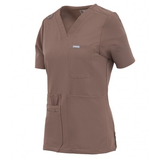 MYNTS V-Neck Pocket Genius – Scrub Top Women WMT001 Sahara Mokka -zdjęcie numer 5