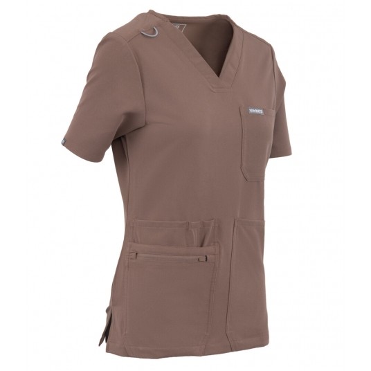 MYNTS V-Neck Pocket Genius – Scrub Top Women WMT001 Sahara Mokka -zdjęcie numer 4