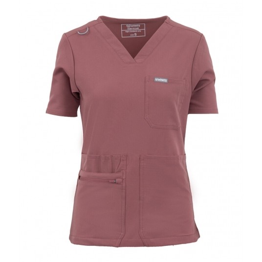 MYNTS V-Neck Pocket Genius – Scrub Top Women WMT001 Terra Rose -zdjęcie numer 1
