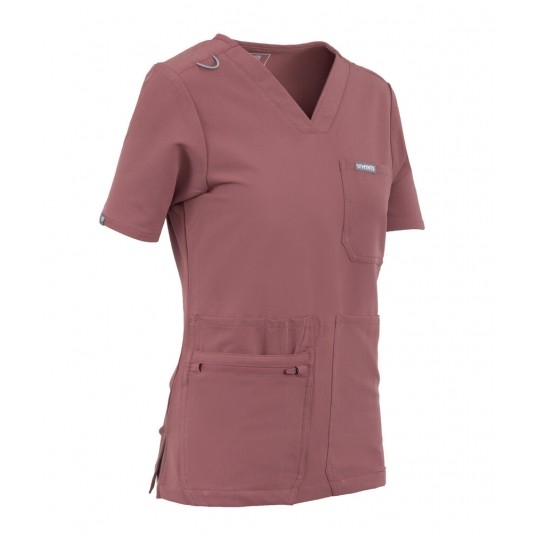 MYNTS V-Neck Pocket Genius – Scrub Top Women WMT001 Terra Rose -zdjęcie numer 4