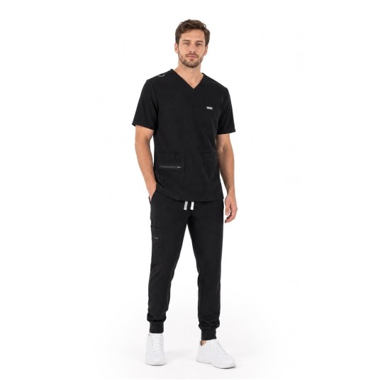 MYNTS V-Neck Pocket Genius - ScrubTop Men MMT003 Black -zdjęcie numer 3