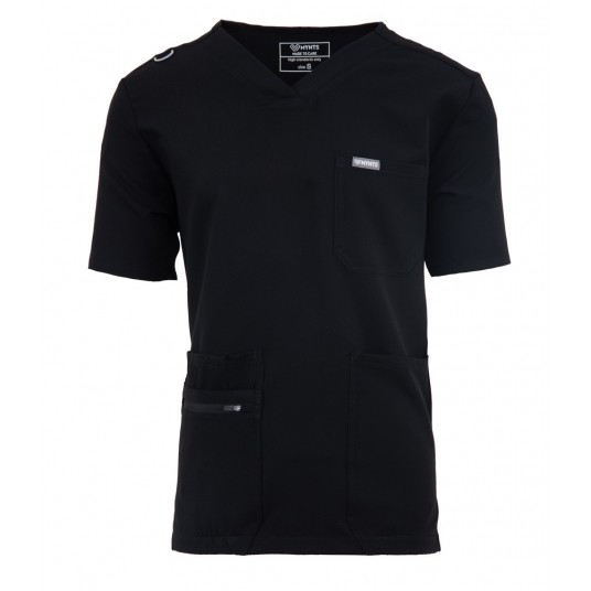 MYNTS V-Neck Pocket Genius - ScrubTop Men MMT003 Black -zdjęcie numer 1