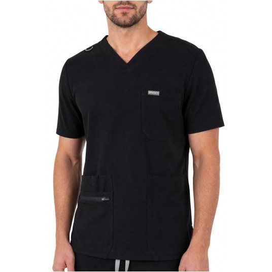 MYNTS V-Neck Pocket Genius - ScrubTop Men MMT003 Black -zdjęcie numer 2