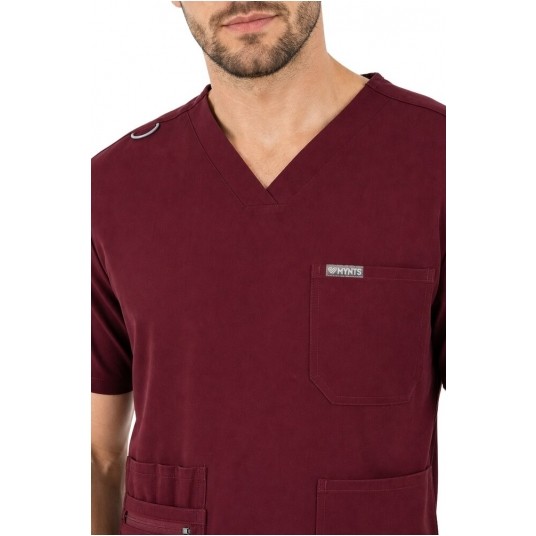 MYNTS V-Neck Pocket Genius - ScrubTop Men MMT003 Burgundy -zdjęcie numer 2