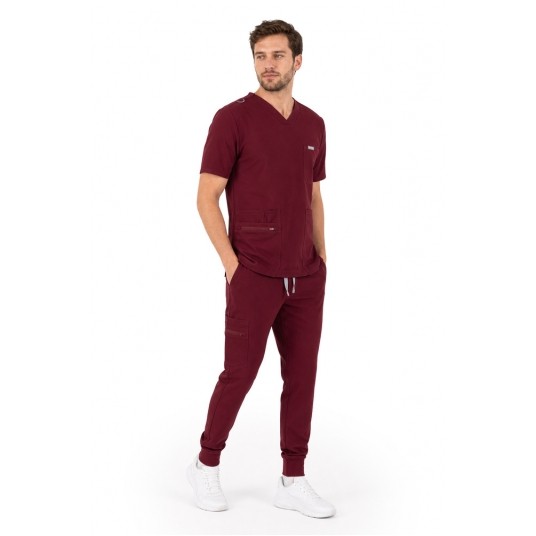 MYNTS V-Neck Pocket Genius - ScrubTop Men MMT003 Burgundy -zdjęcie numer 3