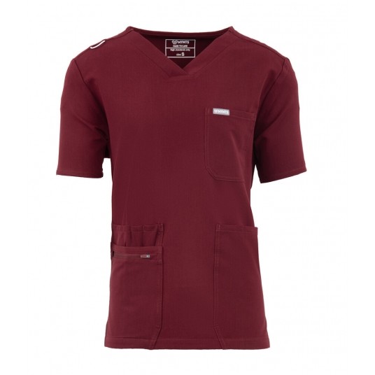 MYNTS V-Neck Pocket Genius - ScrubTop Men MMT003 Burgundy -zdjęcie numer 1