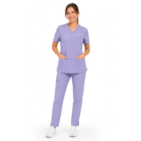 MYNTS V-Neck Two Pockets – Scrub Top Women WMT002 Lavender -zdjęcie numer 2