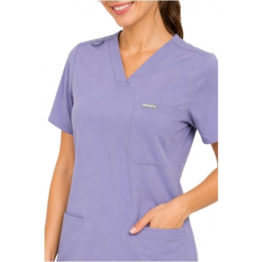 MYNTS V-Neck Two Pockets – Scrub Top Women WMT002 Lavender -zdjęcie numer 3