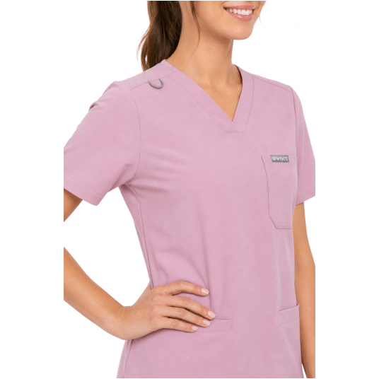 MYNTS V-Neck Two Pockets – Scrub Top Women WMT002 Rose Water -zdjęcie numer 3
