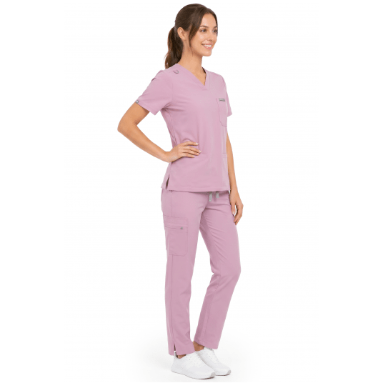 MYNTS V-Neck Two Pockets – Scrub Top Women WMT002 Rose Water -zdjęcie numer 2