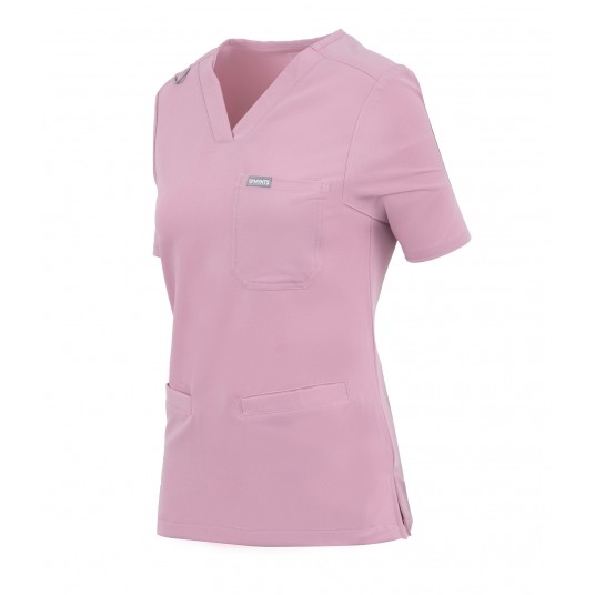 MYNTS V-Neck Two Pockets – Scrub Top Women WMT002 Rose Water -zdjęcie numer 5