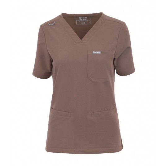 MYNTS V-Neck Two Pockets – Scrub Top Women WMT002 Sahara Mokka -zdjęcie numer 1