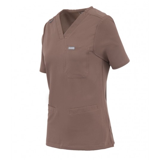 MYNTS V-Neck Two Pockets – Scrub Top Women WMT002 Sahara Mokka -zdjęcie numer 4