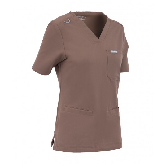 MYNTS V-Neck Two Pockets – Scrub Top Women WMT002 Sahara Mokka -zdjęcie numer 5
