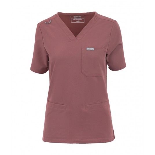 MYNTS V-Neck Two Pockets – Scrub Top Women WMT002 Terra Rose -zdjęcie numer 1