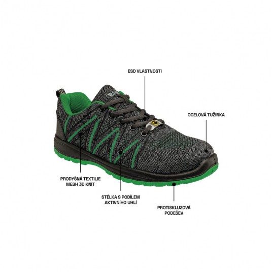 Półbuty Bennon KNITTER S1 ESD Green Low