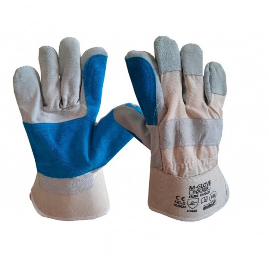 Rękawice dwoina bydlęca M-GLOVE DOCKER WHITE-BLUE 4344X - 10,5/XL