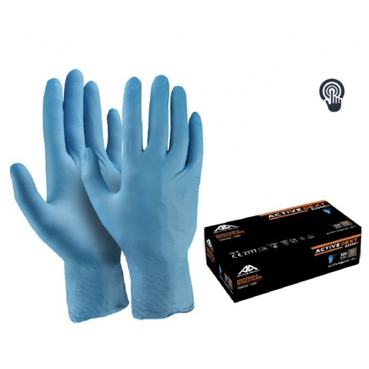 Rękawice nitrylowe bezproszkowe Active Gear DEXT D3610 (100szt.) - niebieski -zdjęcie numer 1