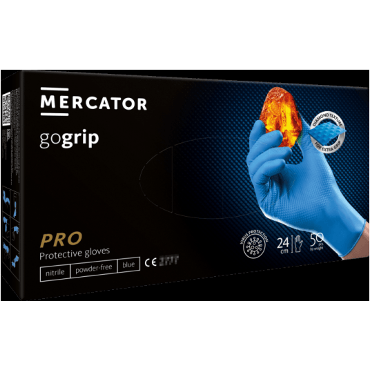 Rękawice nitrylowe bezpudrowe MERCATOR GOGRIP BLUE (50szt.)