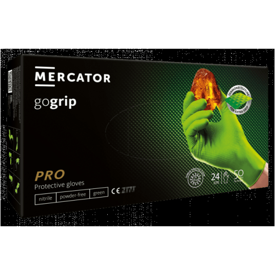 Rękawice nitrylowe bezpudrowe MERCATOR GOGRIP GREEN (50szt.)