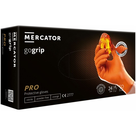 Rękawice nitrylowe bezpudrowe MERCATOR GOGRIP ORANGE (50szt.)