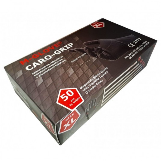 Rękawice nitrylowe M-GLOVE CARO-GRIP BLACK (50 szt.)