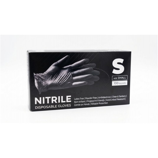 Rękawice nitrylowe NITRILE (100szt.) - czarny - S -zdjęcie numer 1