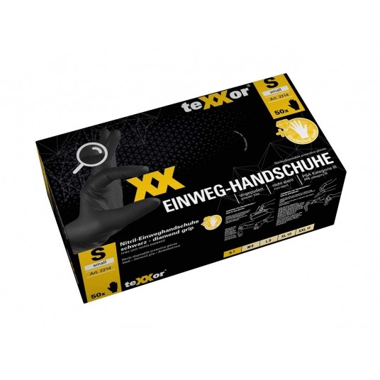 Rękawice nitrylowe teXXor DIAMOND GRIP (50szt.) - czarny -zdjęcie numer 1