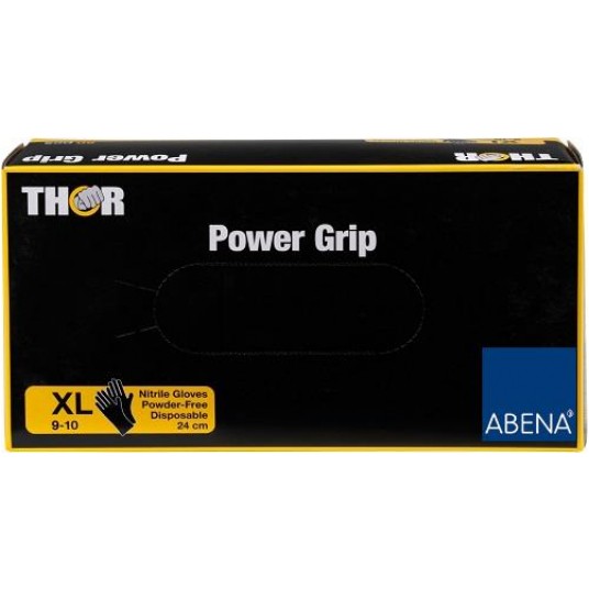Rękawice nitrylowe warsztatowe THOR Power Grip (50 szt.) - czarny