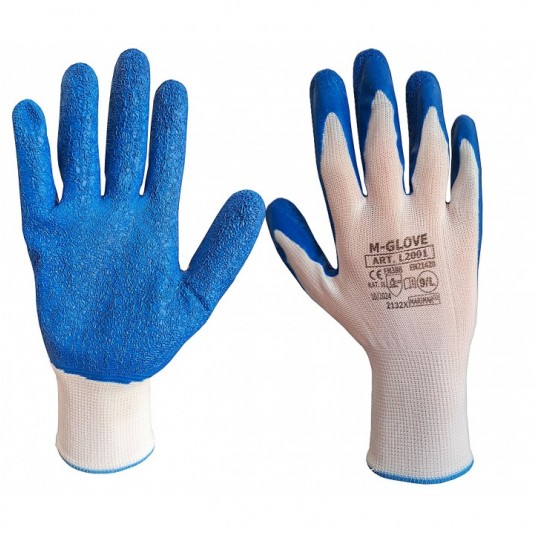 Rękawice powlekane lateksem M-GLOVE L2001 BLUE 2132X - niebieski