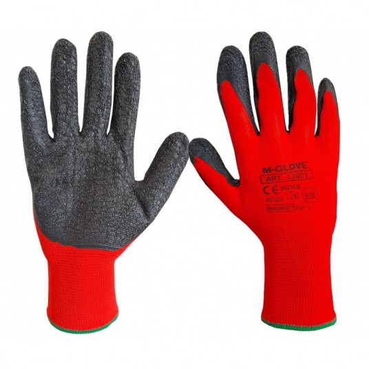 Rękawice powlekane lateksem M-GLOVE L2001 KAT.I. - czerwony