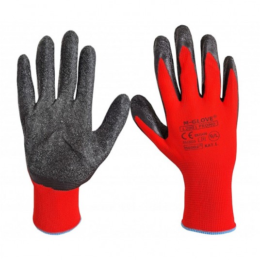 Rękawice powlekane lateksem M-GLOVE L2001 PROMO KAT.I. - czerwony