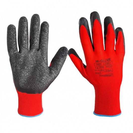 Rękawice powlekane lateksem M-GLOVE L2001 RED 2132X - czerwony