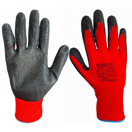 Rękawice powlekane lateksem M-GLOVE L2001 RED 3131X - czerwony