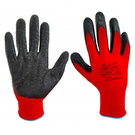 Rękawice powlekane lateksem M-GLOVE L2001 RED 3141X - czerwony